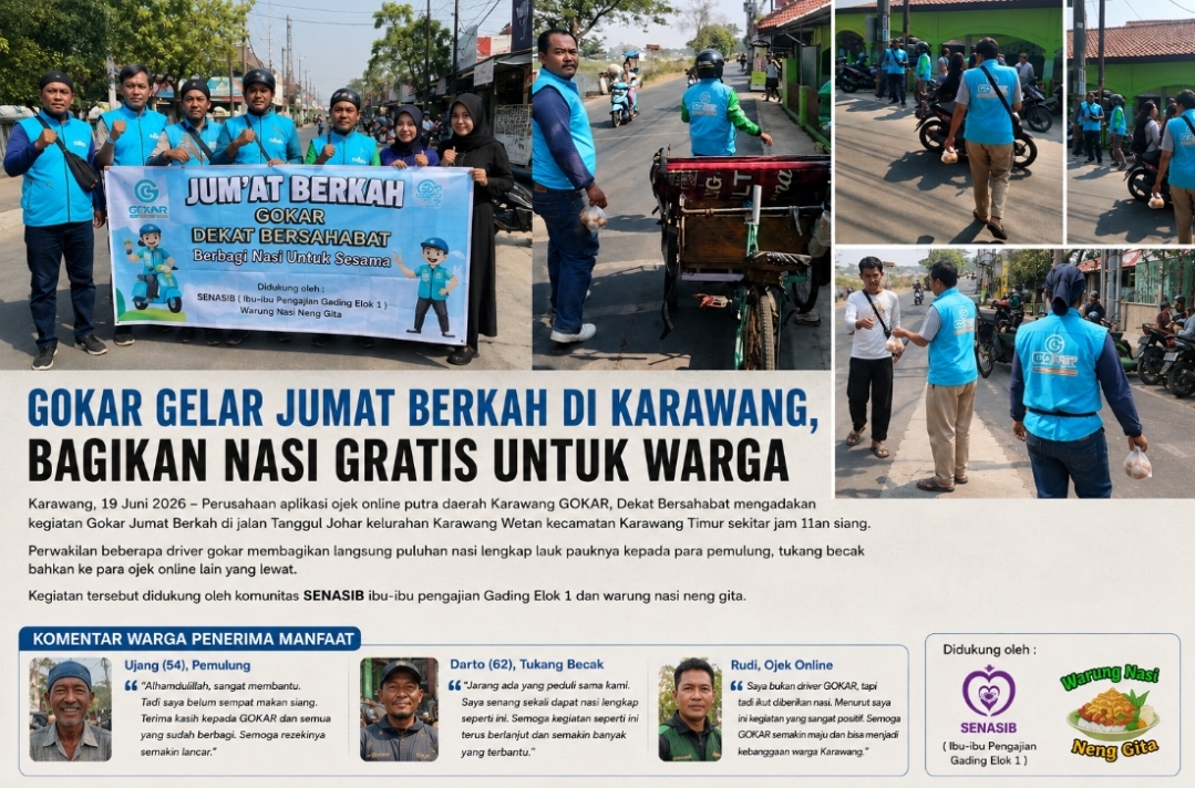 GOKAR Gelar Jumat Berkah di Johar Karawang, Bagikan Nasi Gratis untuk Pemulung hingga Tukang Becak