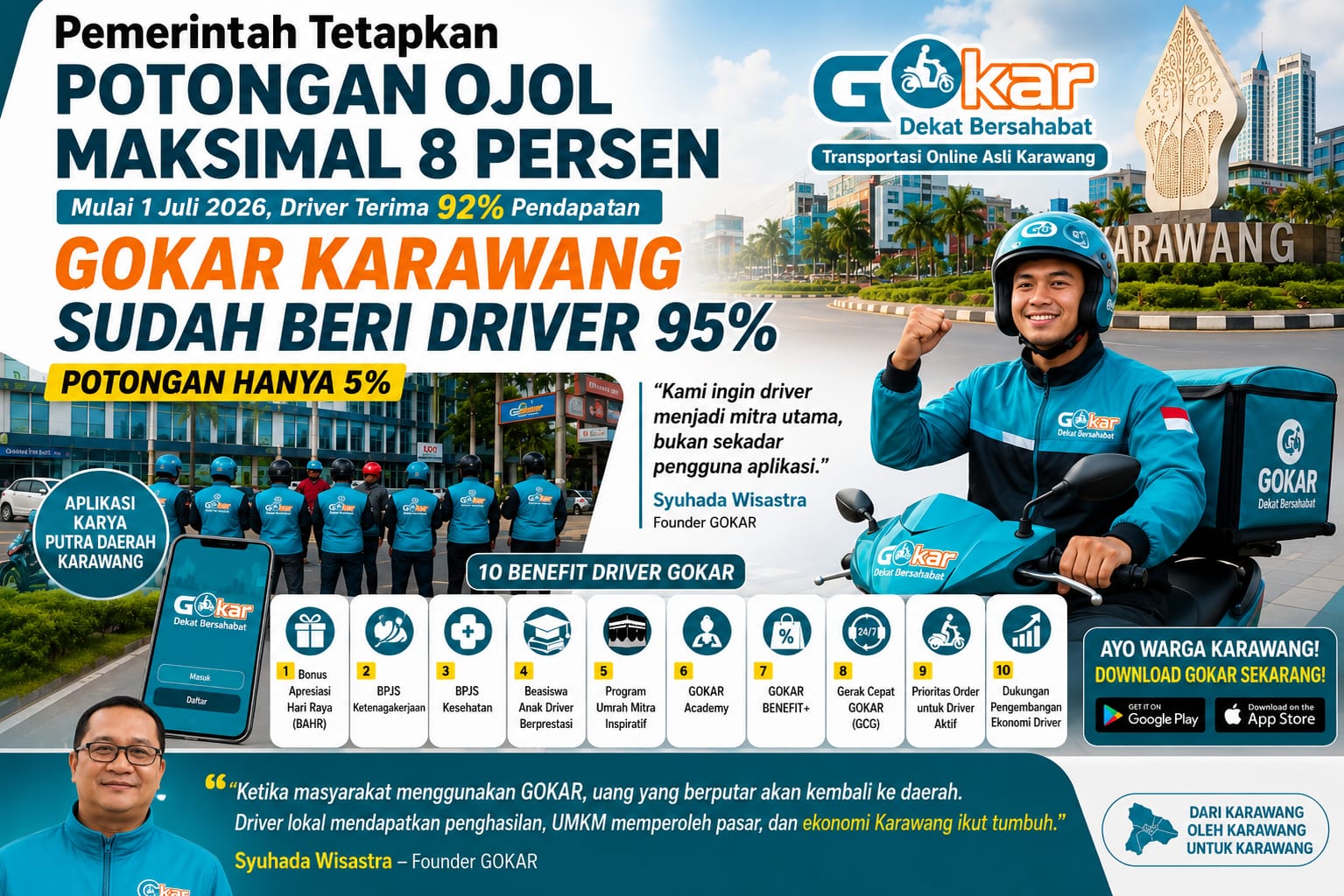 Dari Karawang untuk Indonesia, GOKAR Hadir dengan Skema Paling Pro Driver di Tengah Kebijakan Baru Ojol