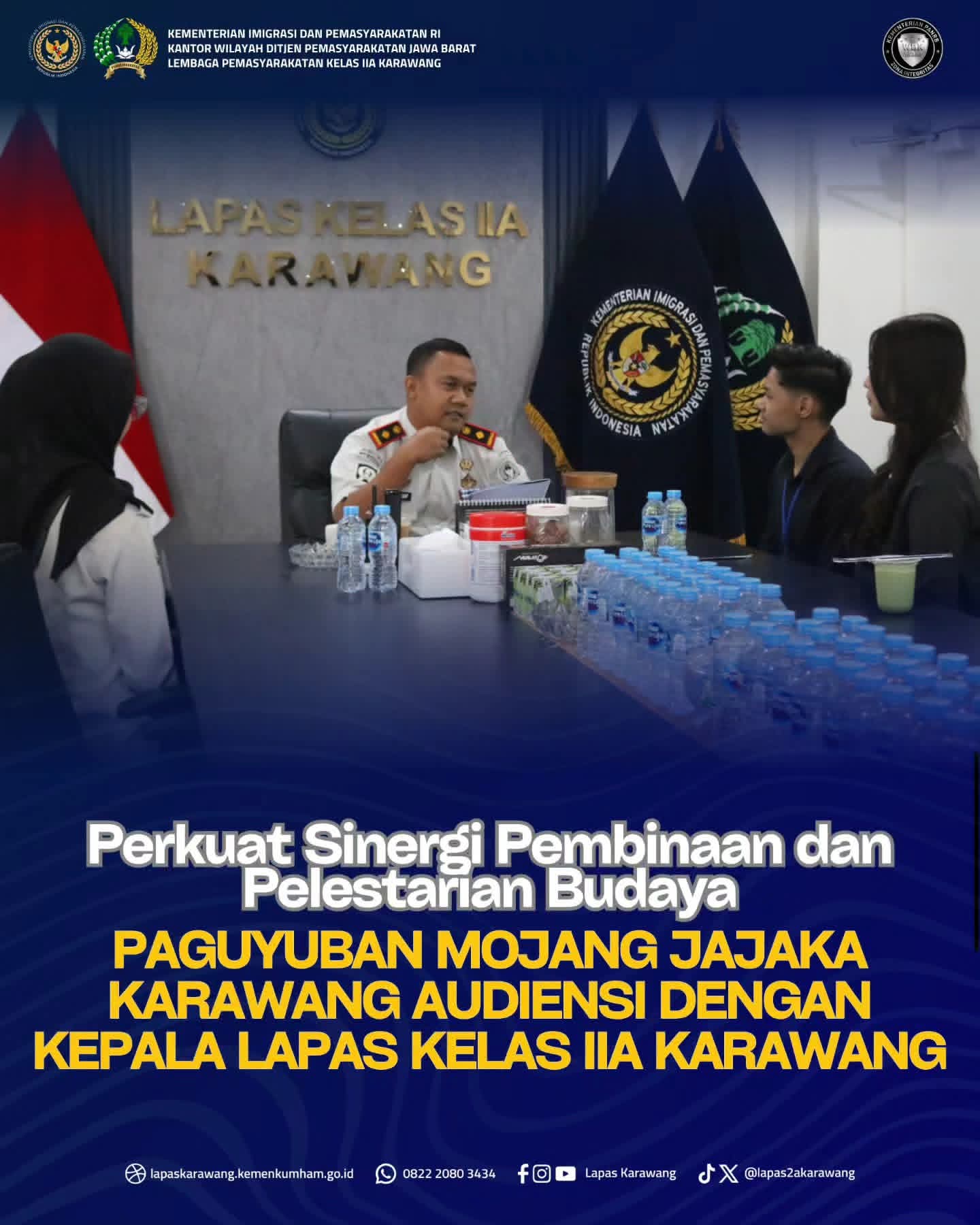 Perkuat Sinergi Pembinaan dan Pelestarian Budaya, Paguyuban Mojang Jajaka Karawang Audiensi dengan Kepala Lapas Kelas IIA Karawang