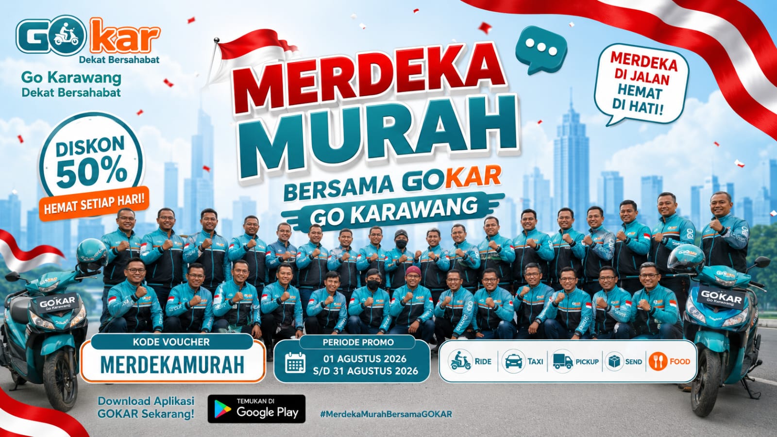 GOKAR Ajak Warga Karawang Nikmati Promo Merdeka Murah Diskon 50 Persen