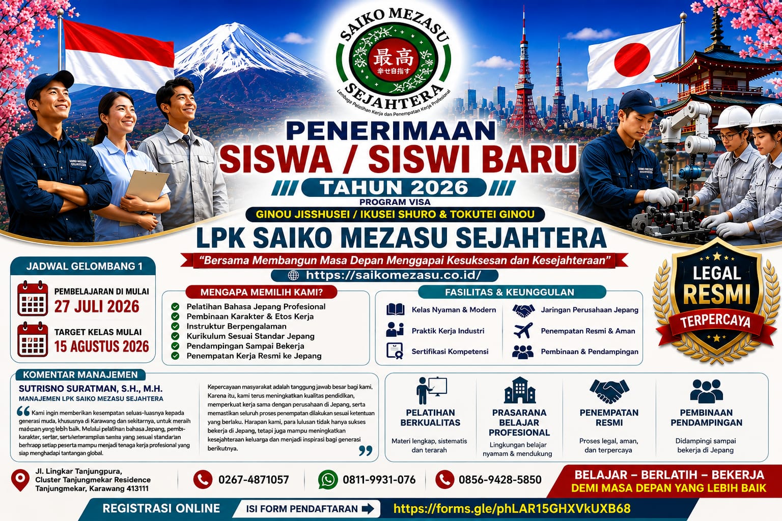 Gabung LPK Saiko Mezasu Mulai Langkah Sukses Bekerja di Jepang