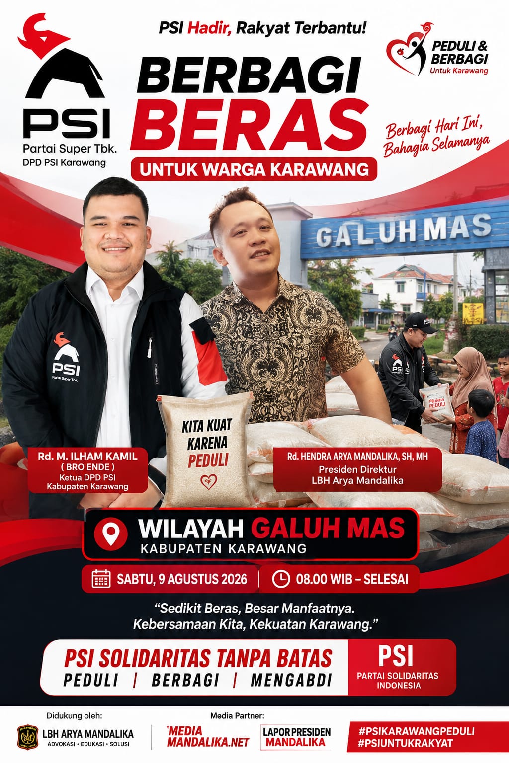Ketua DPD PSI Karawang Berbagi Beras di Wilayah Galuh Mas, Dorong Semangat Kepedulian Sosial
