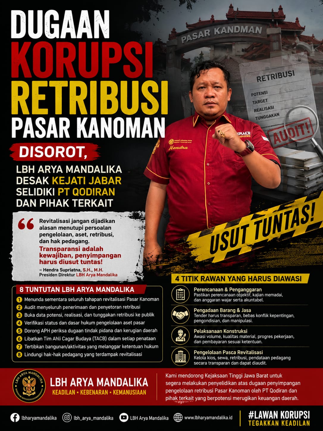 Duga Ada Penyimpangan Retribusi, LBH Arya Mandalika Desak Revitalisasi Pasar Kanoman Ditunda