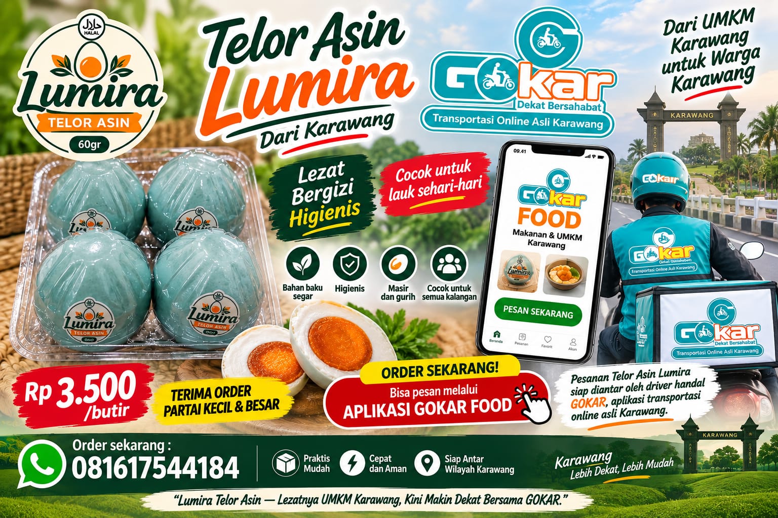 Dukung UMKM Lokal Karawang, GOKAR Sediakan Kasir Gratis dan Antar Produk Lumira Telor Asin